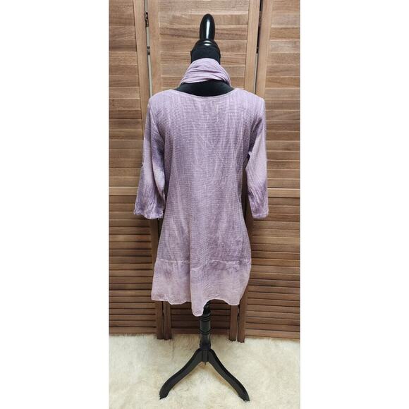 Exclusively for Signals Asymmetrical Tunic Lace Blouse Top With Scarf Size Large - Picture 7 of 8